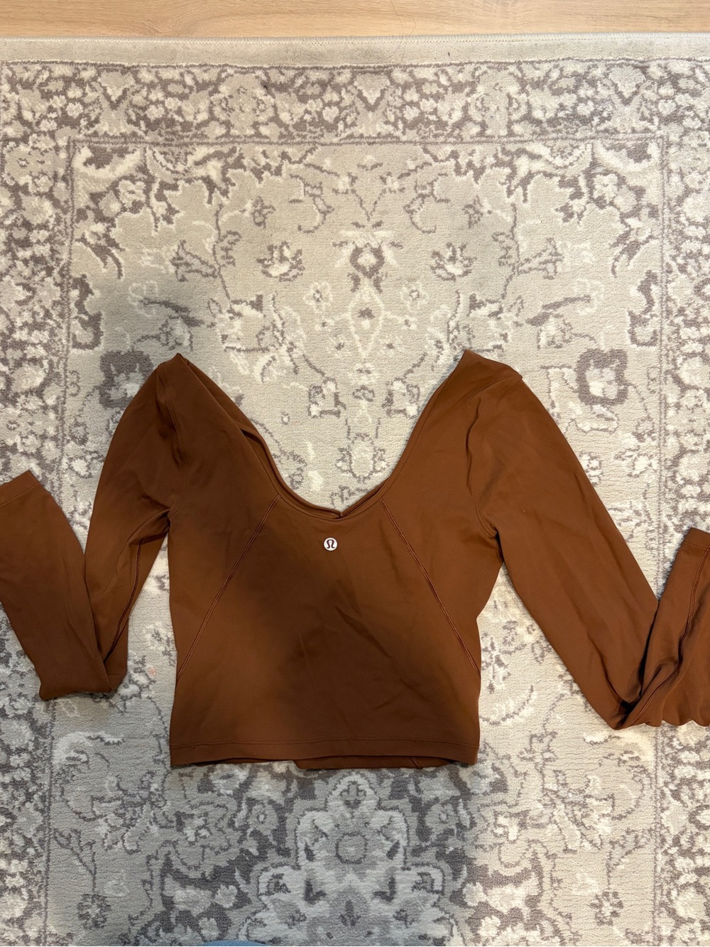 Lululemon Brown Crop Top - V-Neck Long Sleeve